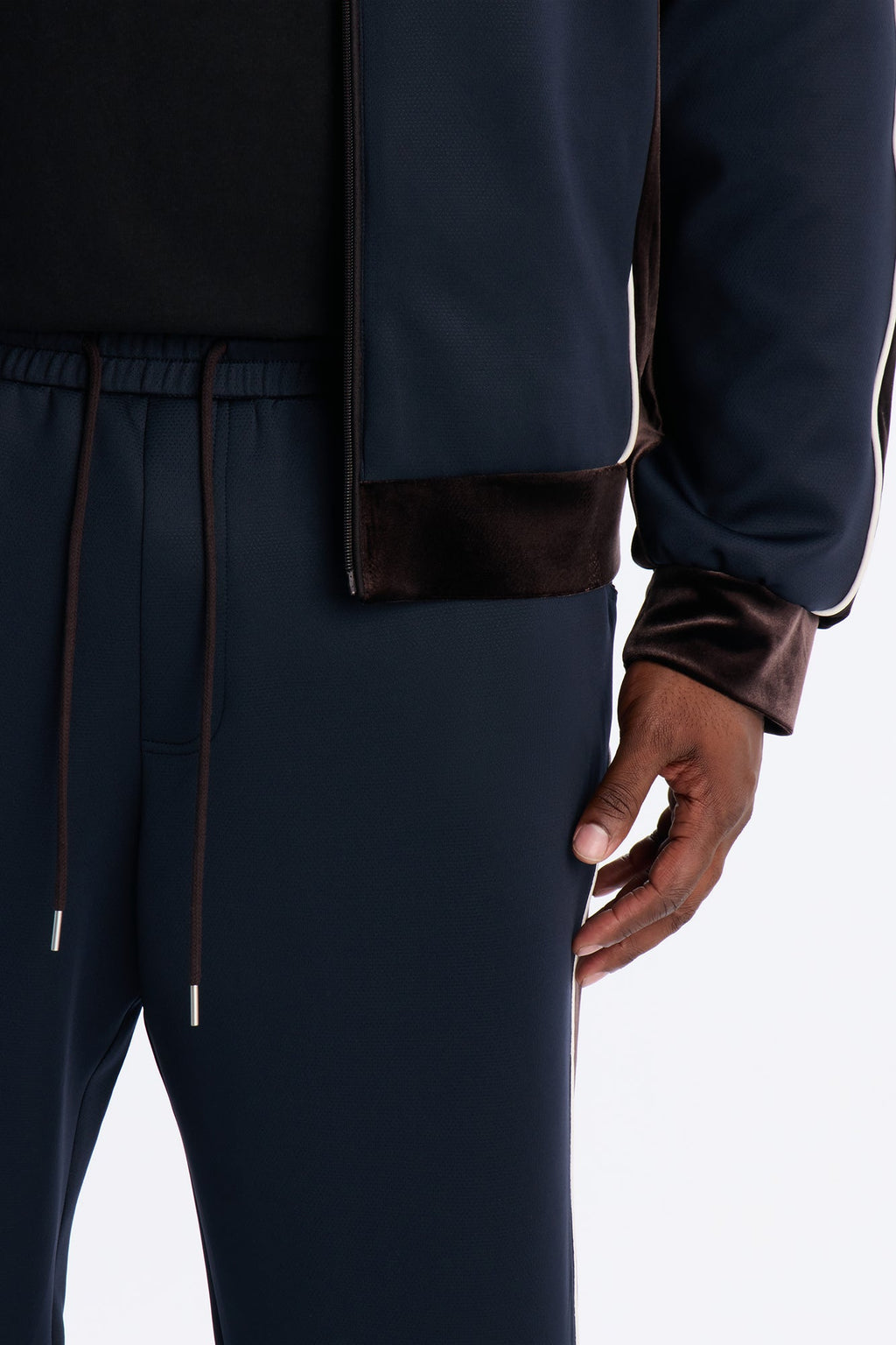 Slim Lexington Velour Side Track Pant - Navy