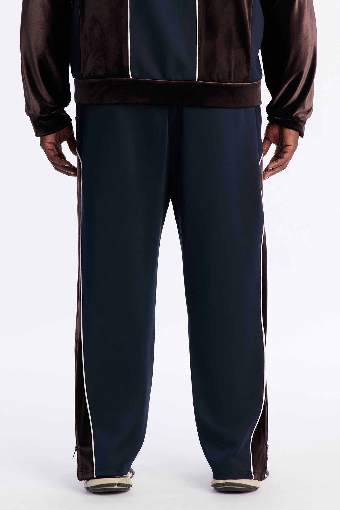 Slim Lexington Velour Side Track Pant - Navy