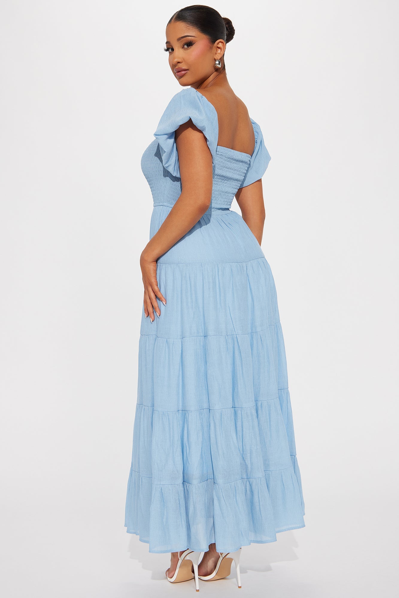 Georgia Ruffle Maxi Dress - Light Blue