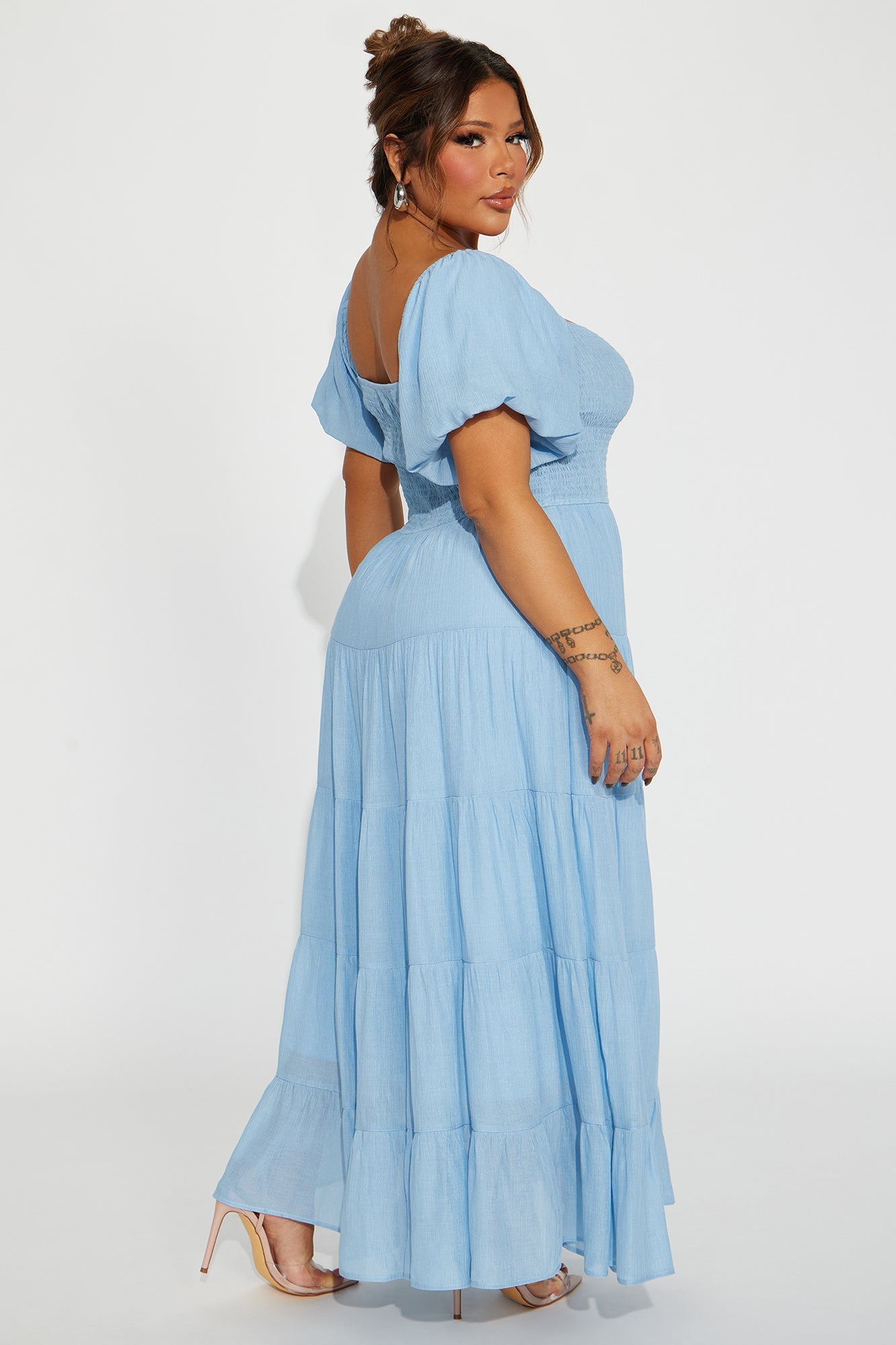 Georgia Ruffle Maxi Dress - Light Blue