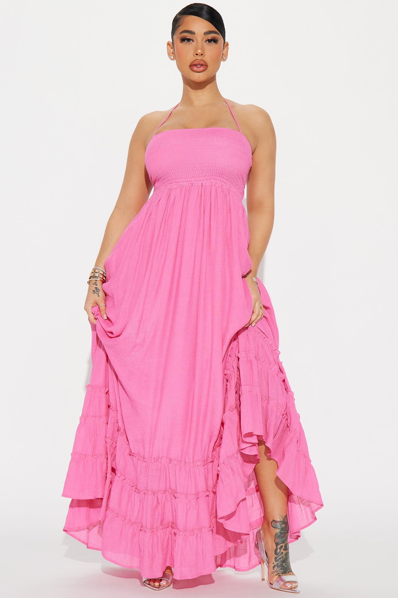 Hayley Halter Maxi Dress - Pink