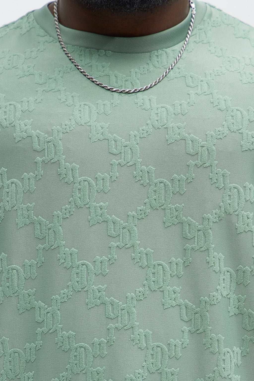 Verbiage Chenille Knit Crew Tee - Green