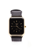 Jasper 35MM Square Leather Band Watch - Gold/Black