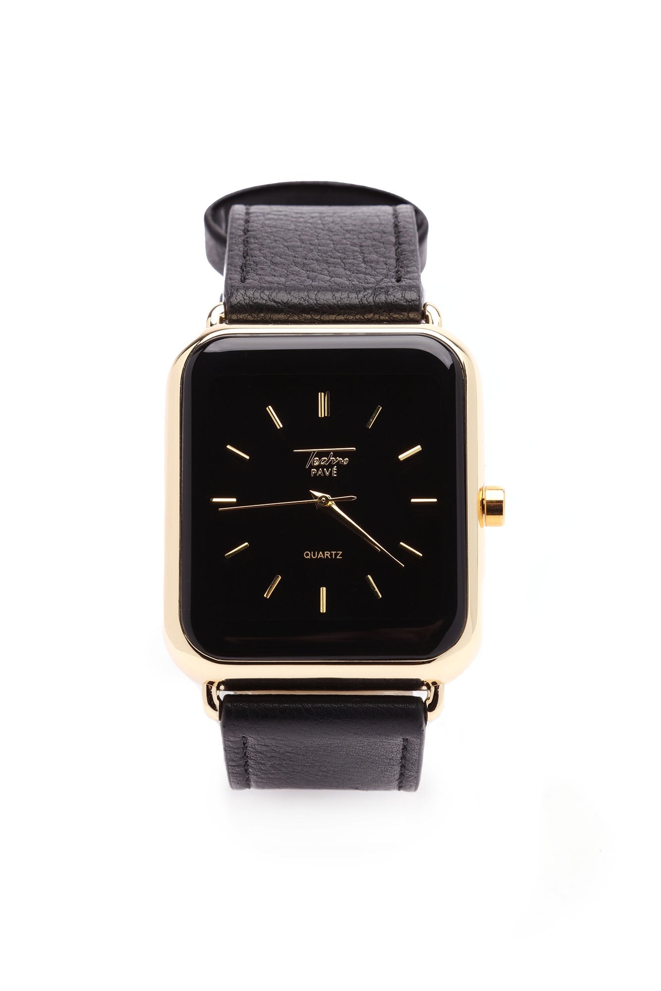 Jasper 35MM Square Leather Band Watch - Gold/Black