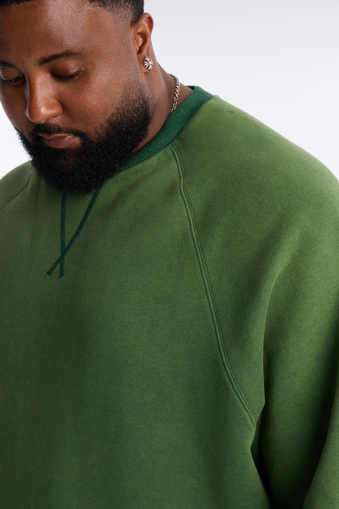 Washed Raw Edge Oversized Tee - Green