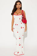 Sweet Girl Cherry Crochet Maxi Dress - White/combo