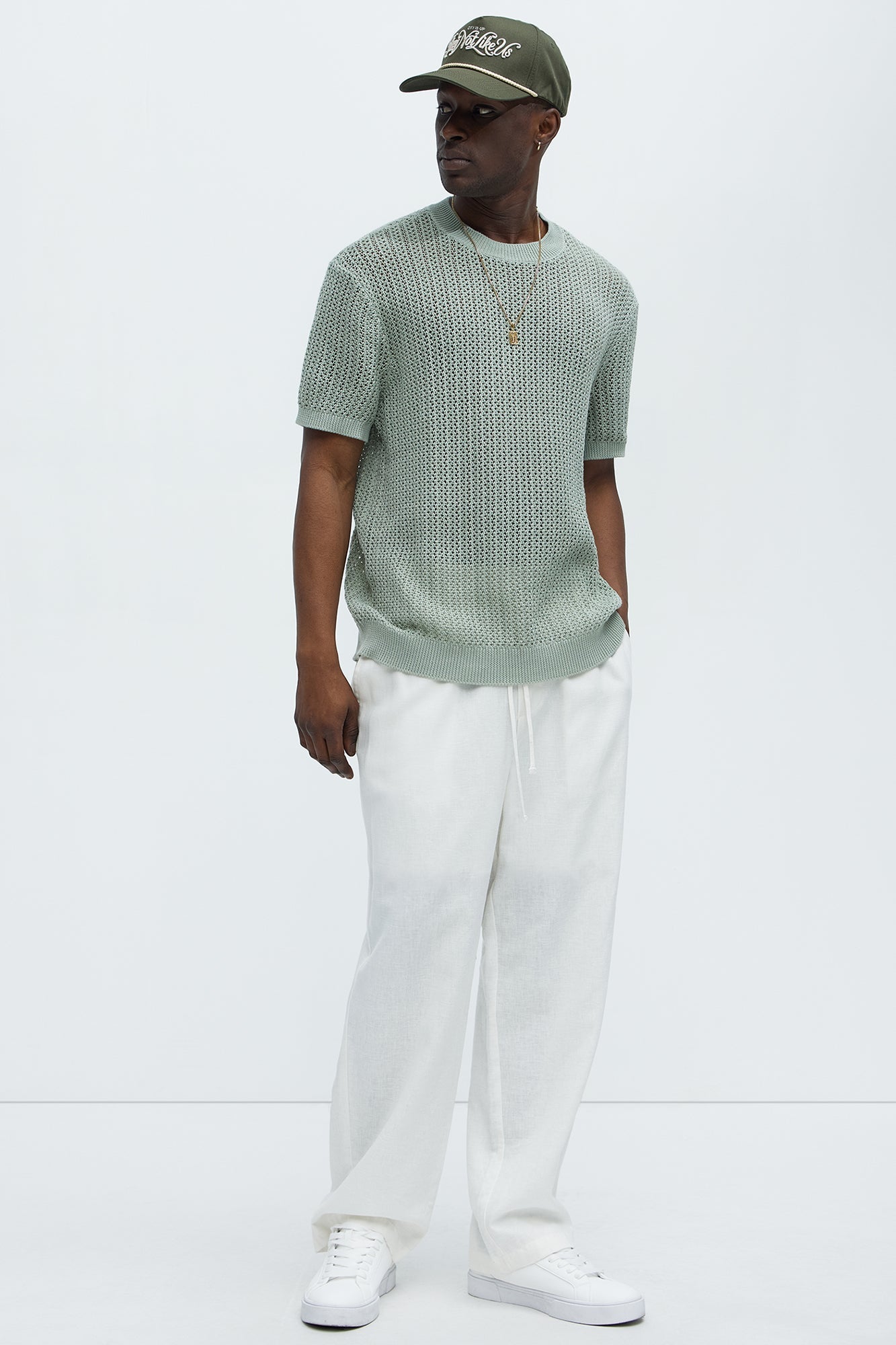 Jace Crochet Short Sleeve Tee - Sage