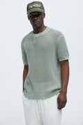 Jace Crochet Short Sleeve Tee - Sage