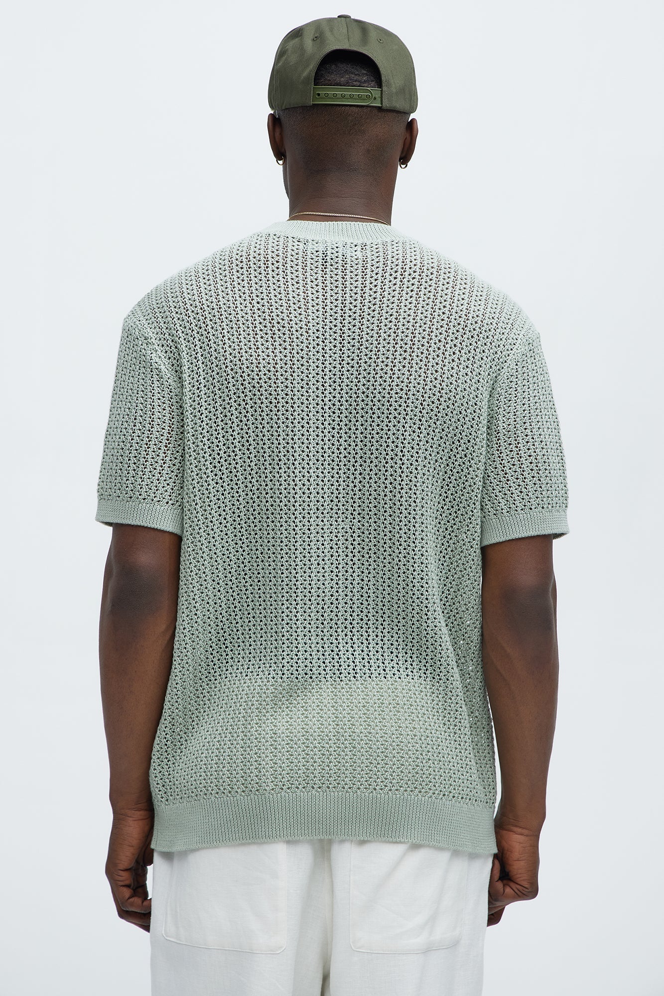 Jace Crochet Short Sleeve Tee - Sage