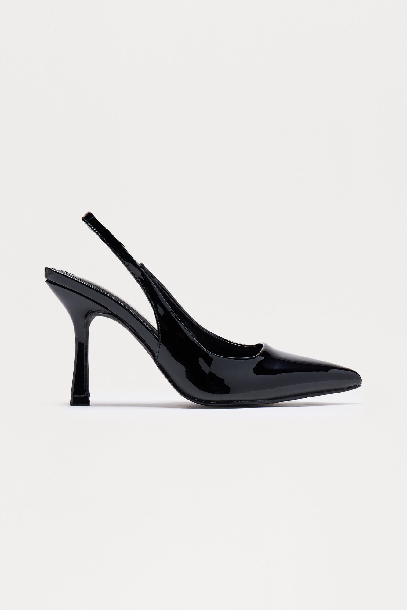 Spectate Faux Patent Slingback Pumps - Black