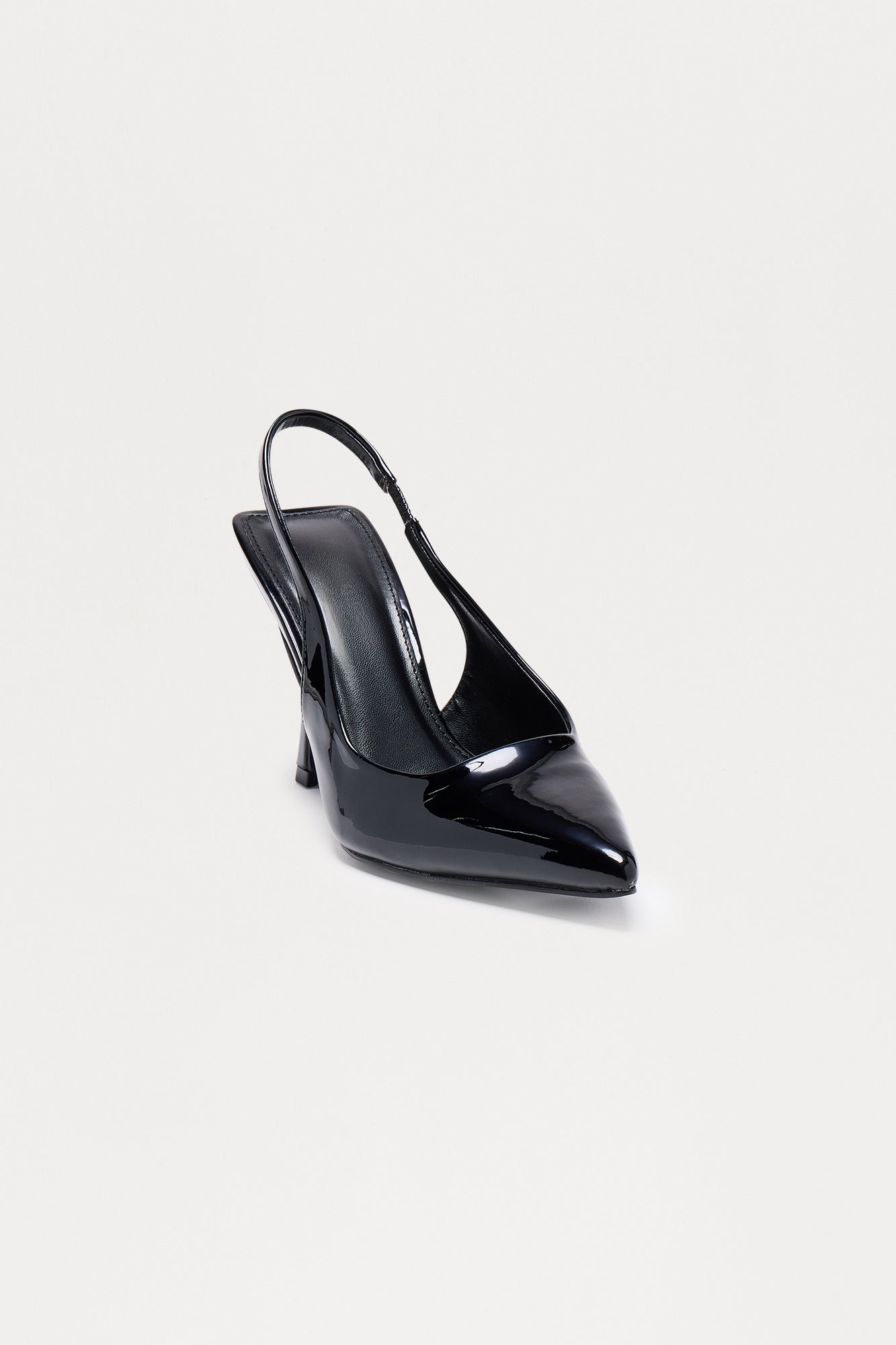 Spectate Faux Patent Slingback Pumps - Black