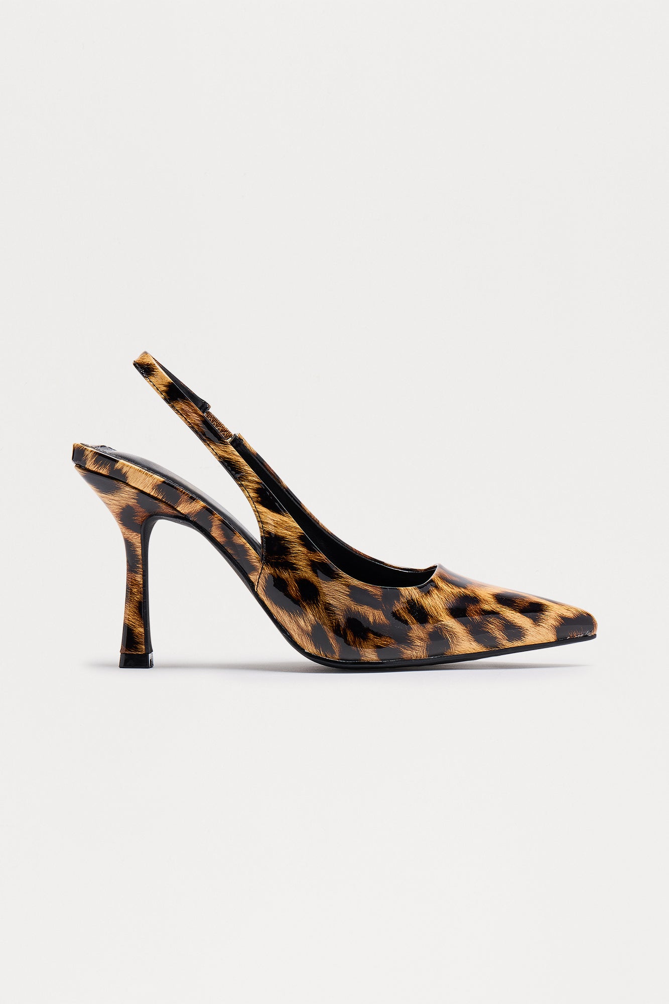 Spectate Faux Patent Slingback Pumps - Leopard