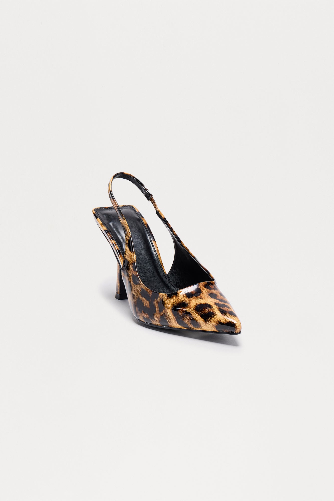 Spectate Faux Patent Slingback Pumps - Leopard