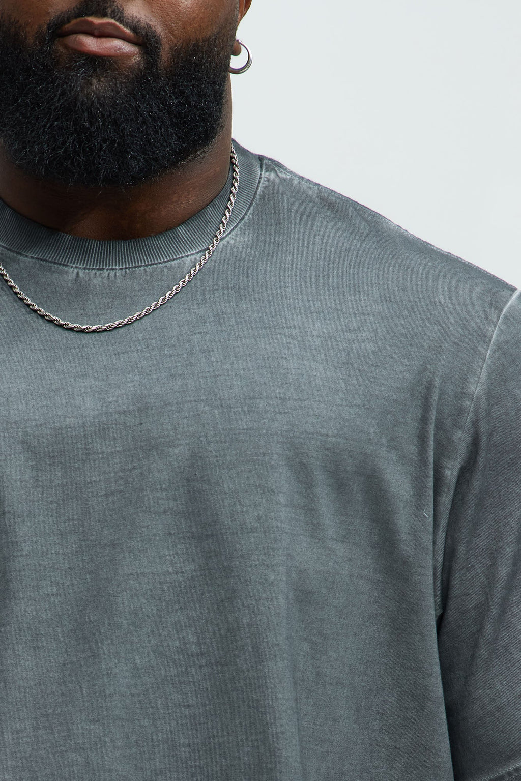 Tinted Wash Boxy Cropped Heavyweight Short Sleeve Tee - Grey
