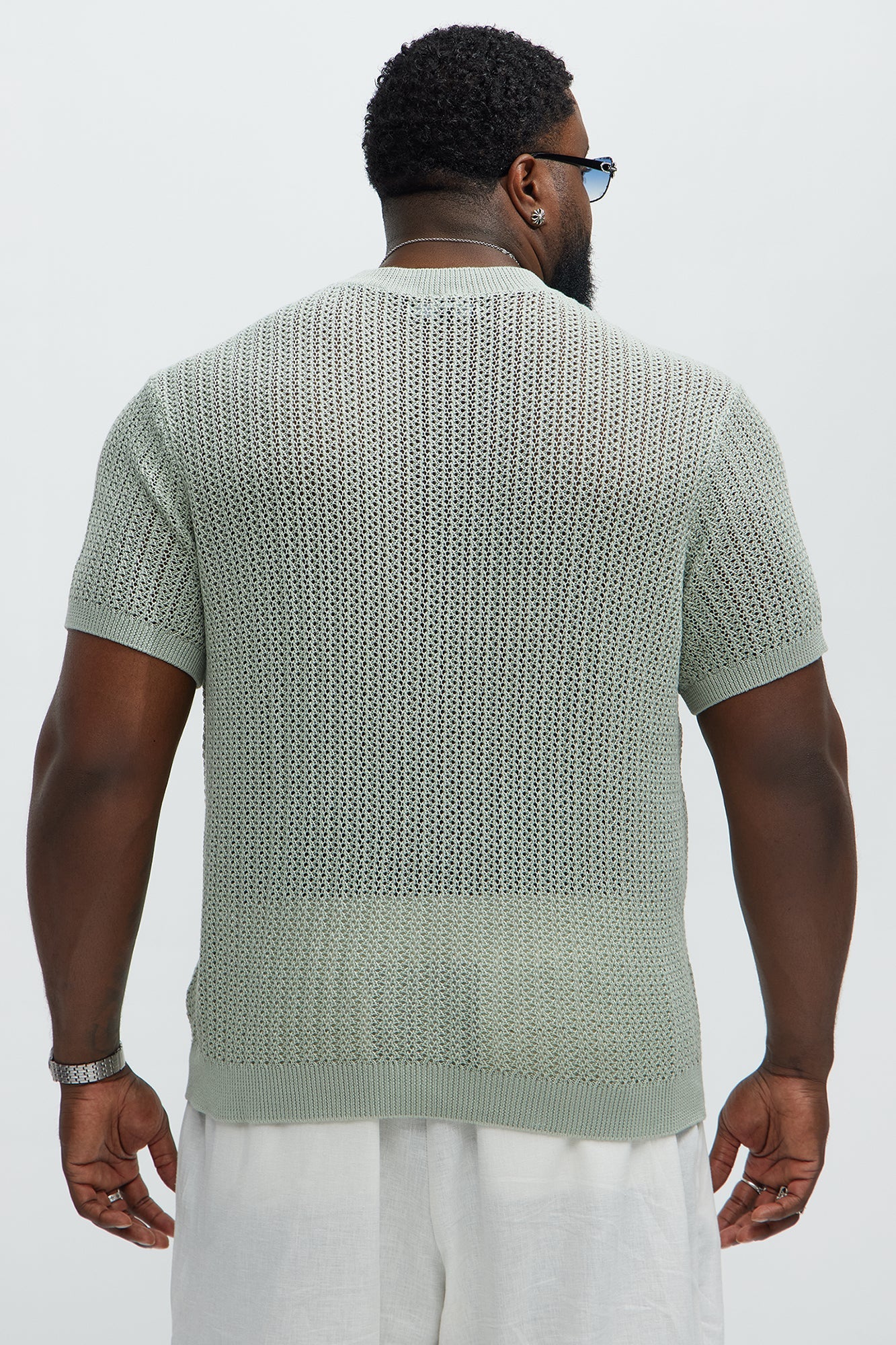 Jace Crochet Short Sleeve Tee - Sage