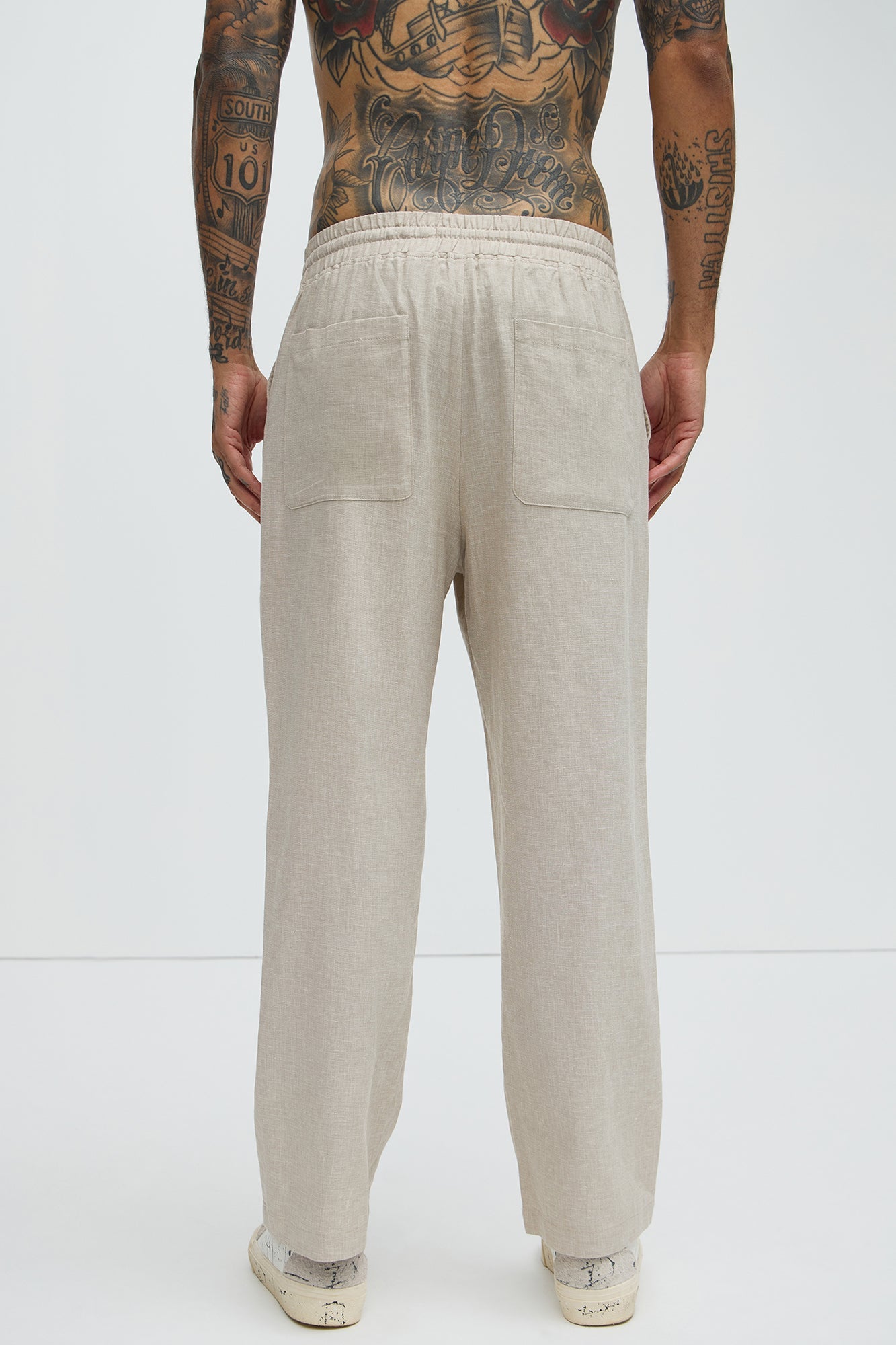 Bahamas Straight Linen Pants - Stone