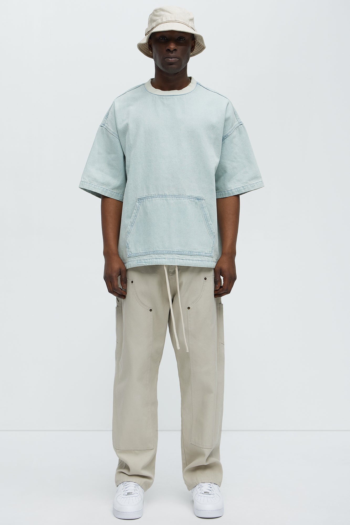 Boxy Denim Short Sleeve Tee - Light Wash
