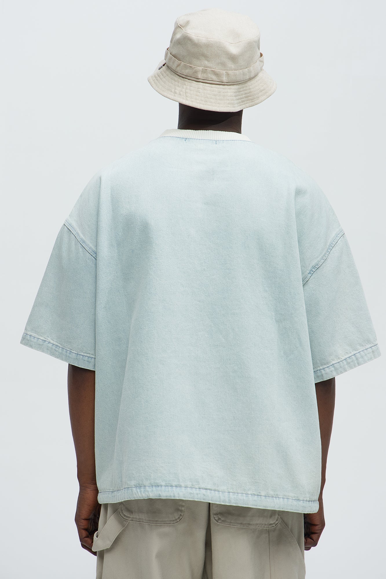 Boxy Denim Short Sleeve Tee - Light Wash