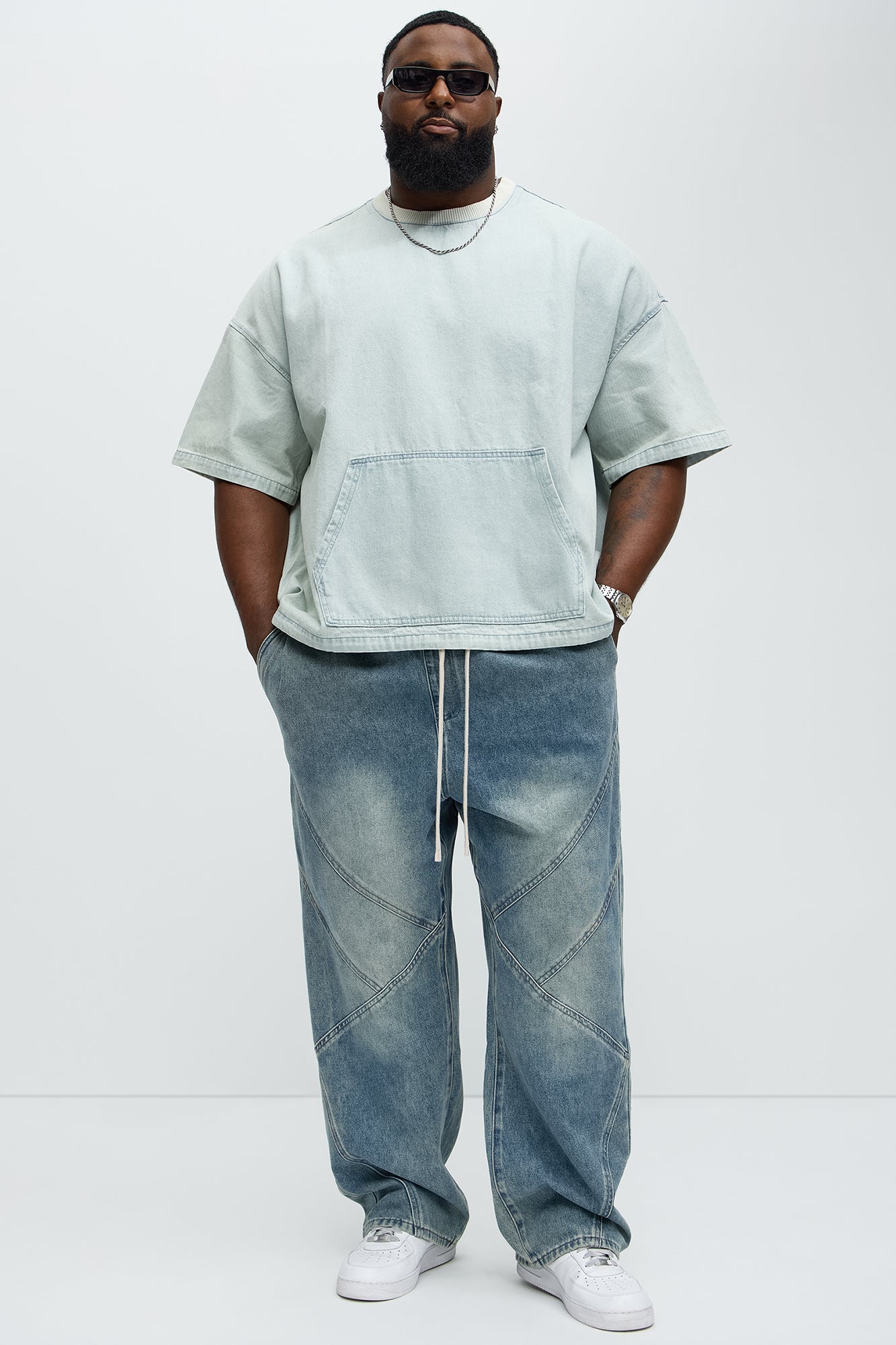 Boxy Denim Short Sleeve Tee - Light Wash