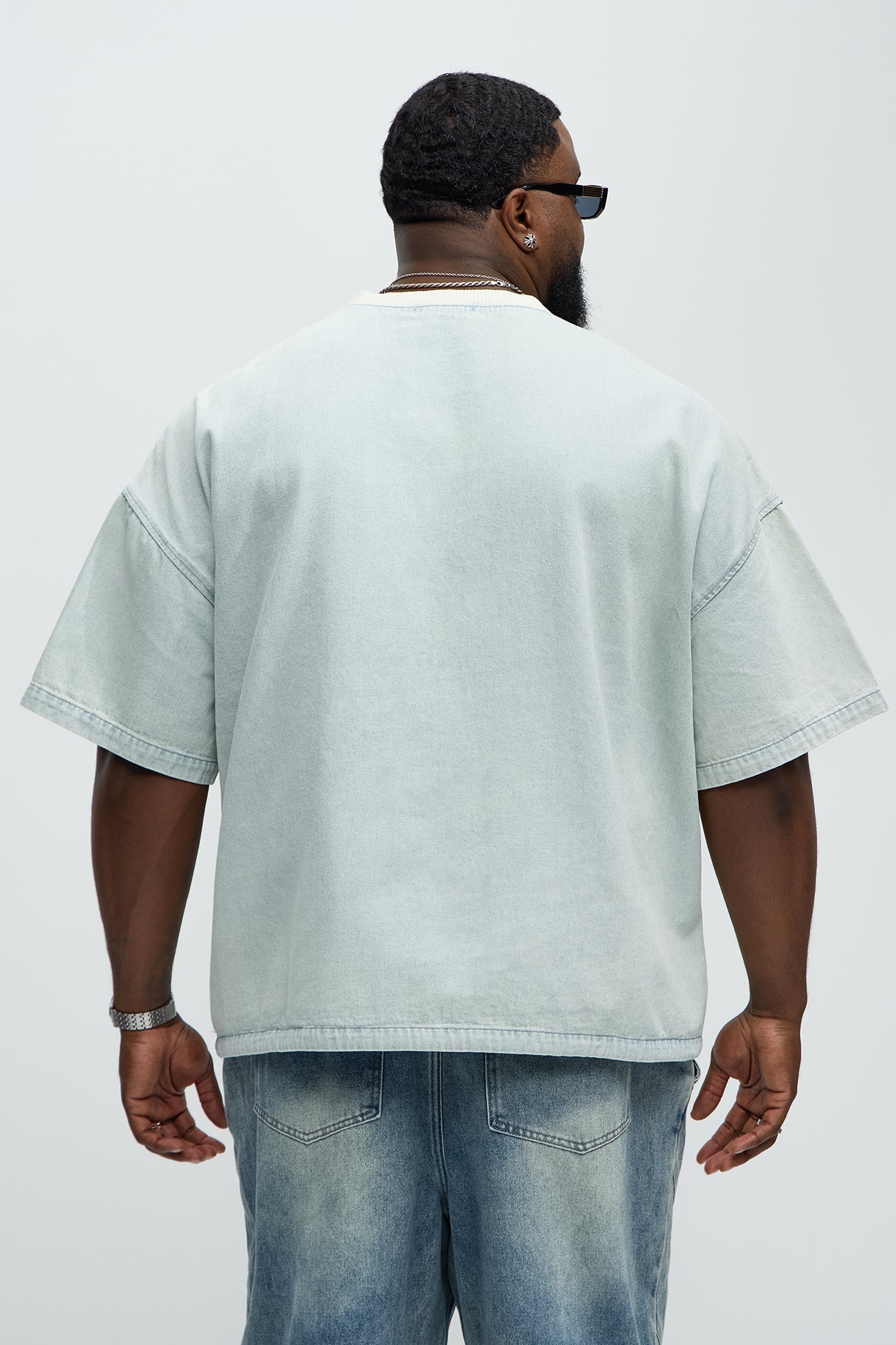 Boxy Denim Short Sleeve Tee - Light Wash