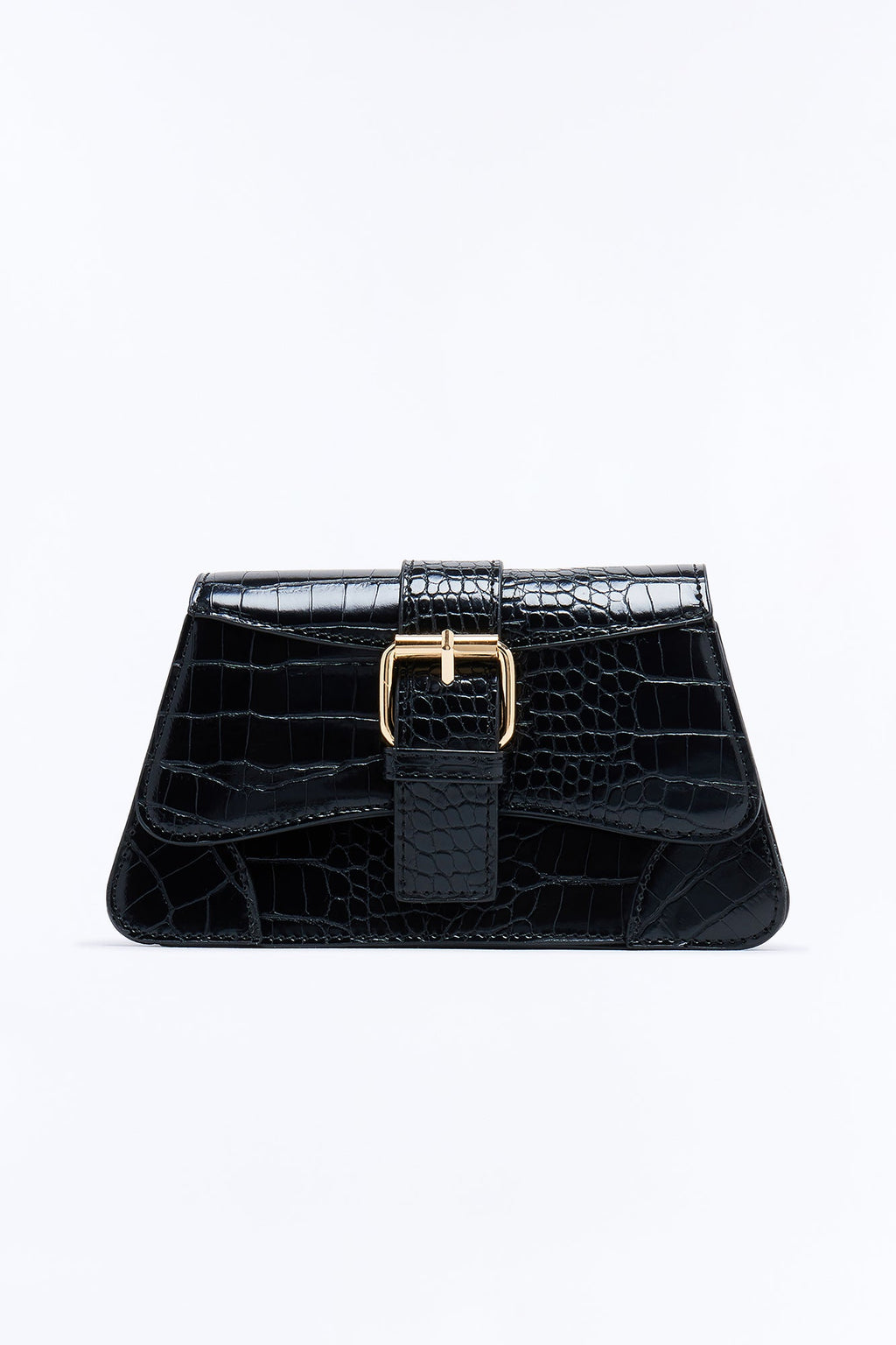 Lights Camera Faux Leather Shoulder Handbag - Black