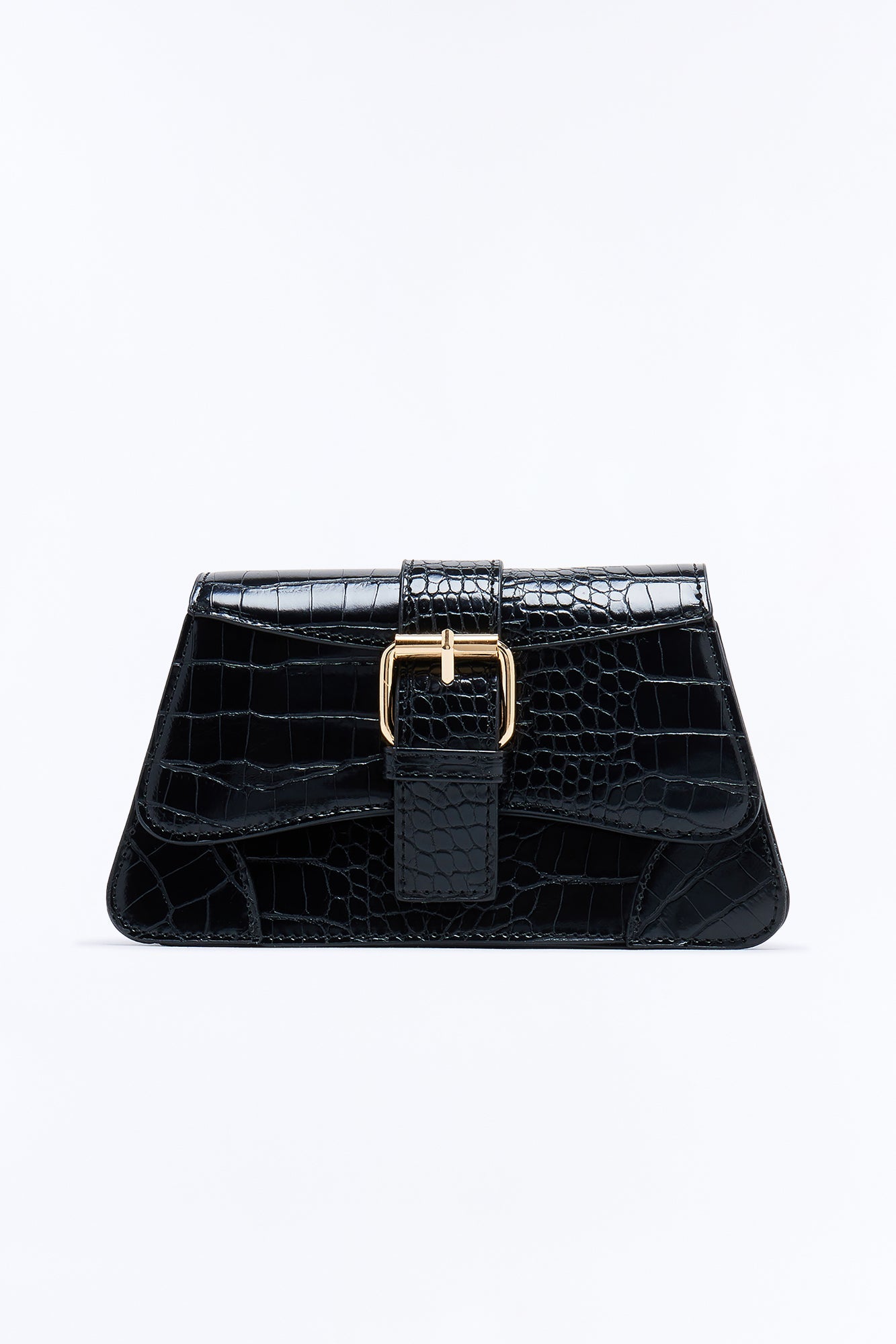Lights Camera Faux Leather Shoulder Handbag - Black