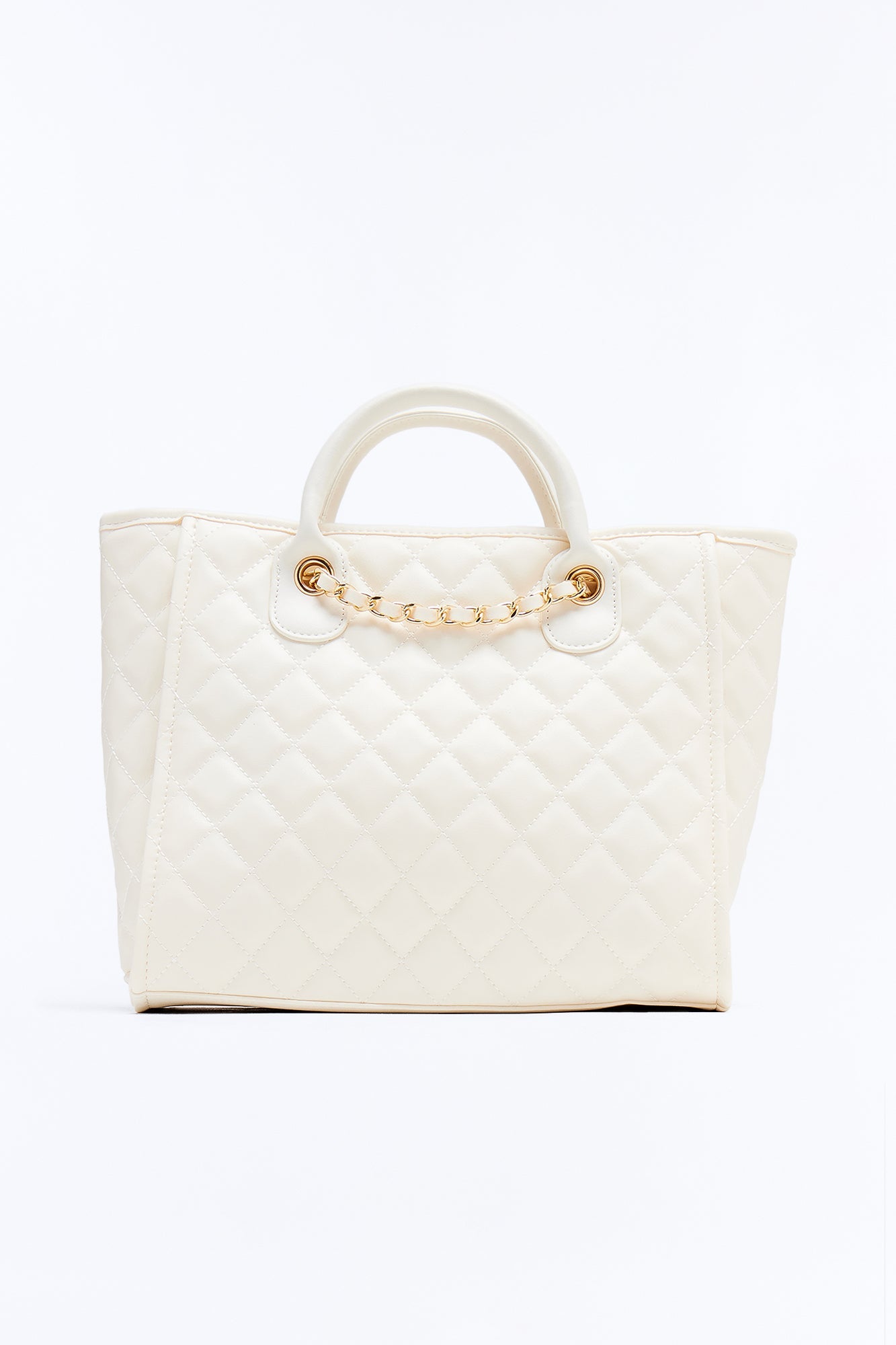 Big Goals Faux Leather Tote Bag - Ivory