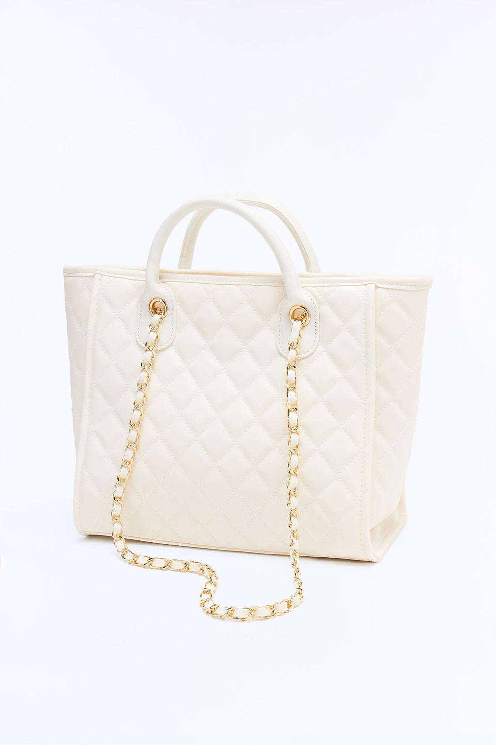 Big Goals Faux Leather Tote Bag - Ivory