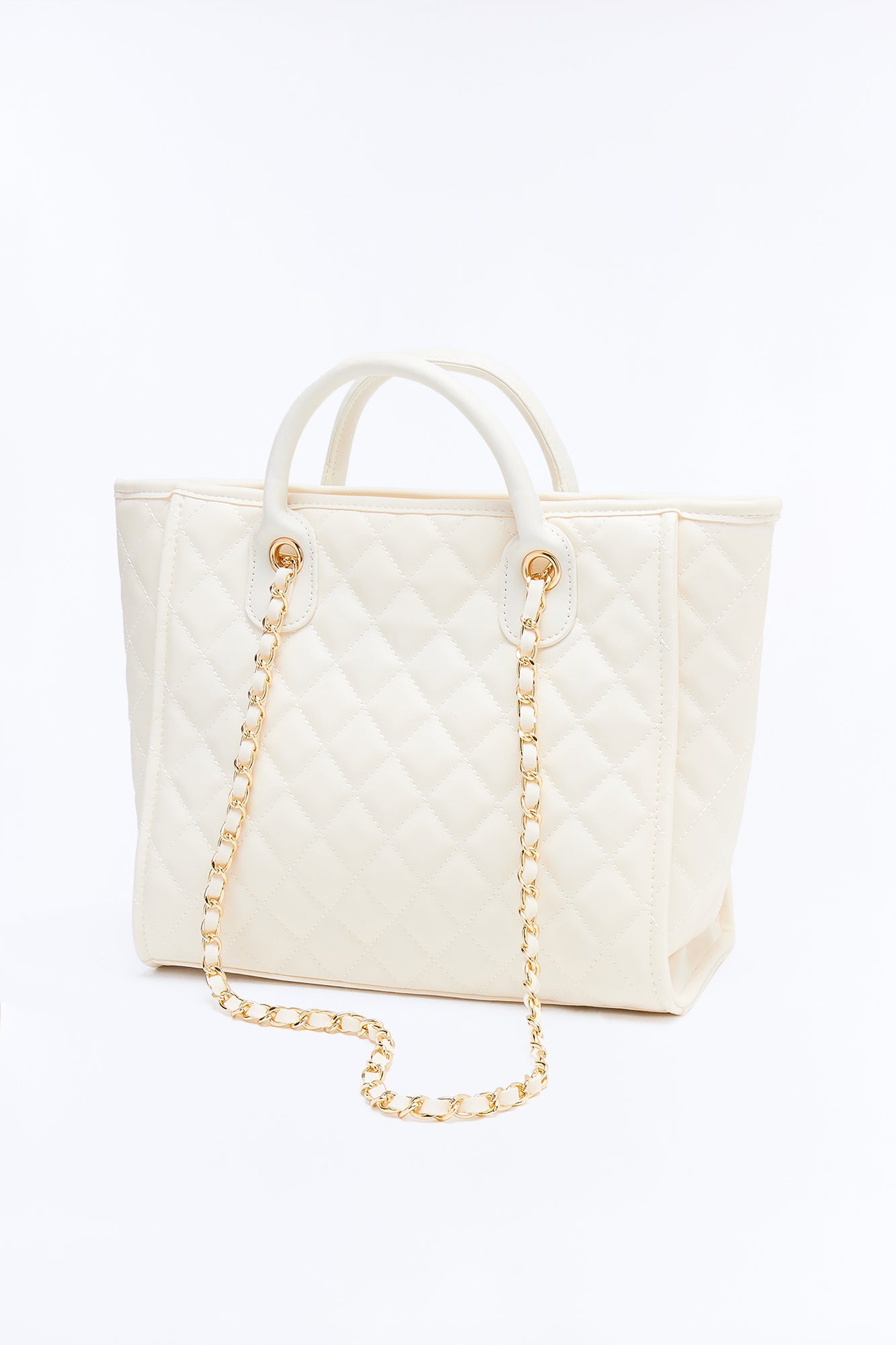 Big Goals Faux Leather Tote Bag - Ivory