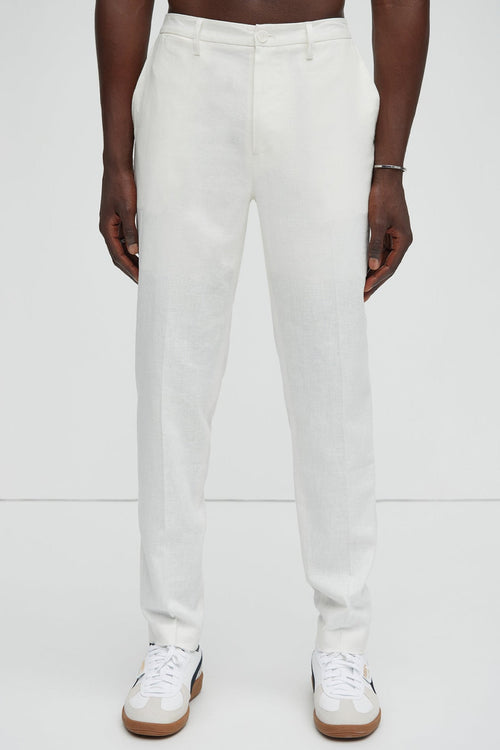 Bahamas Straight Linen Trousers - White