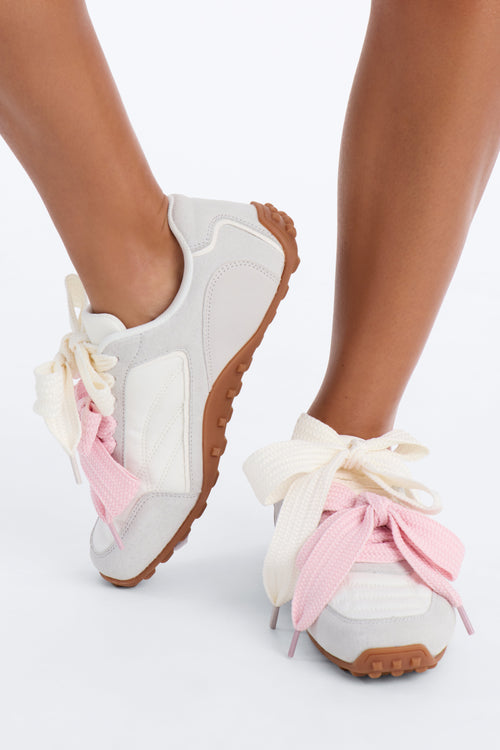 Aria Double Lace Up Sneakers - White