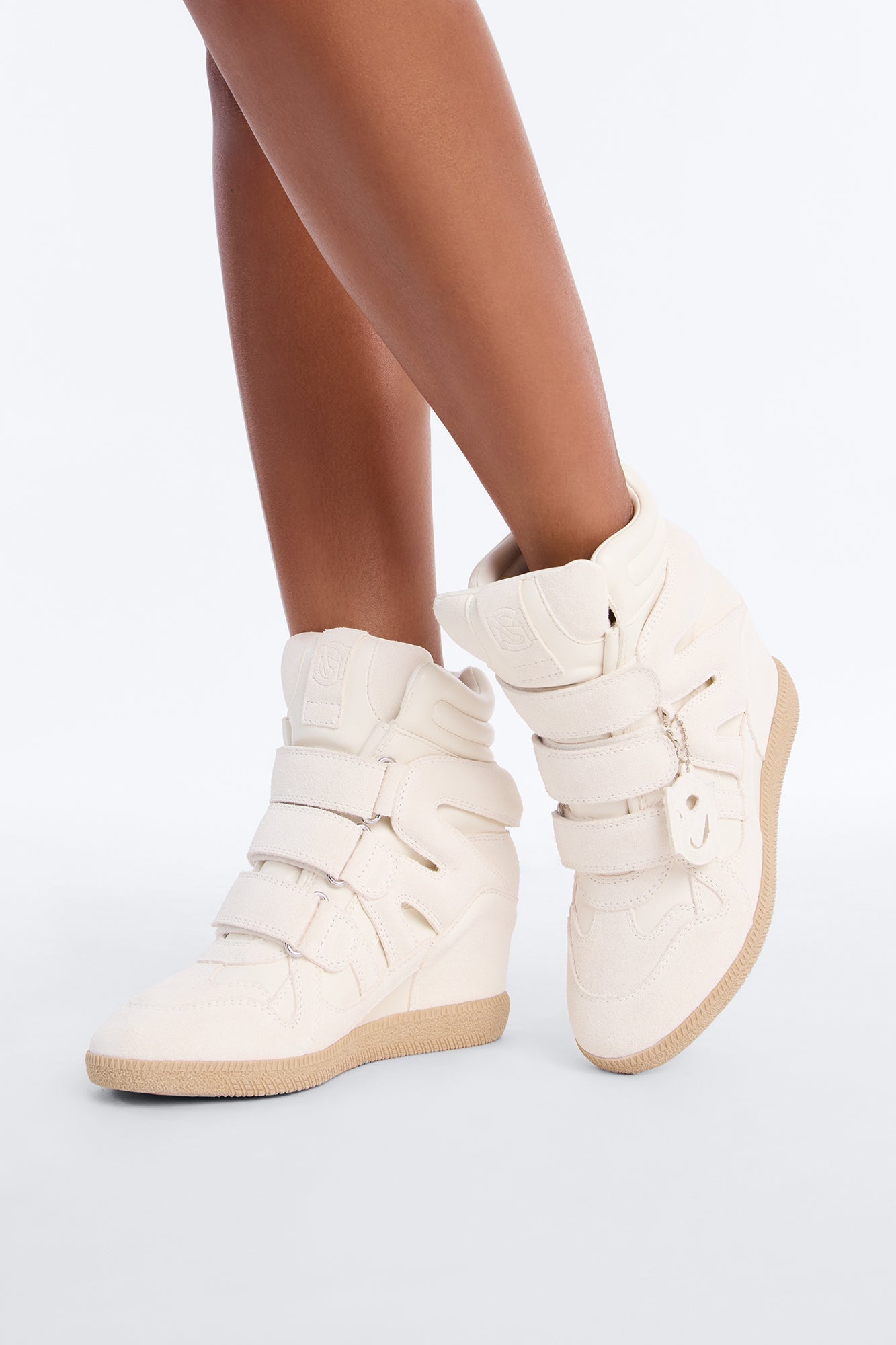 Steve Madden Mavis Suede Wedge Sneakers - White