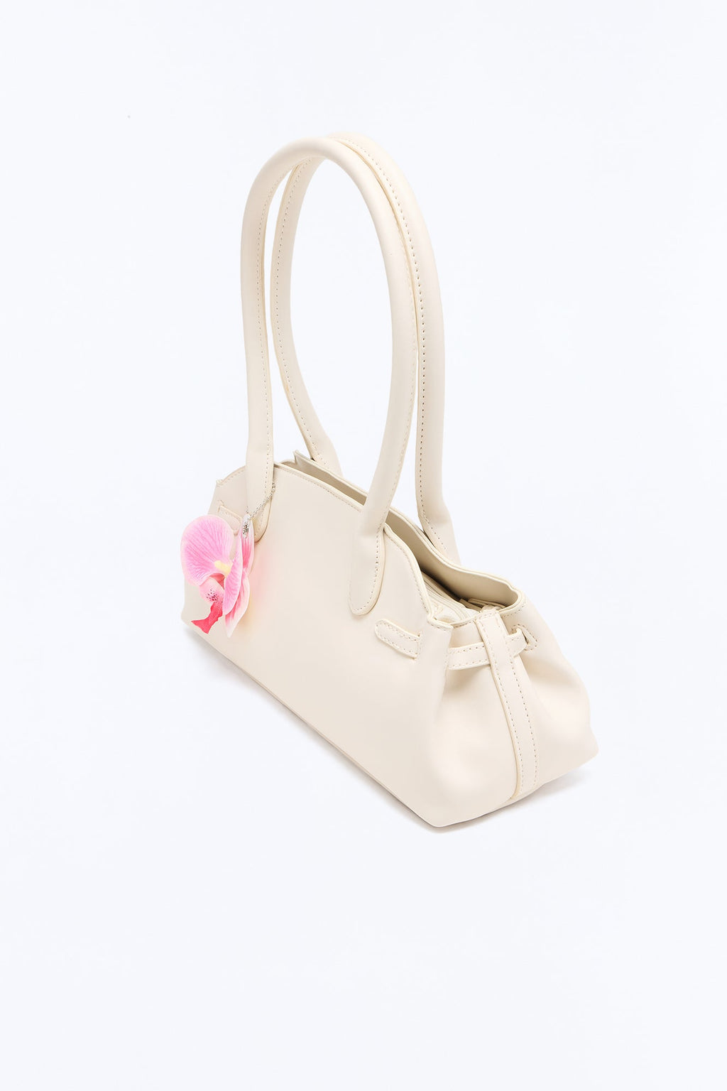 Orchid Of The Desert Faux Leather Handbag - Ivory