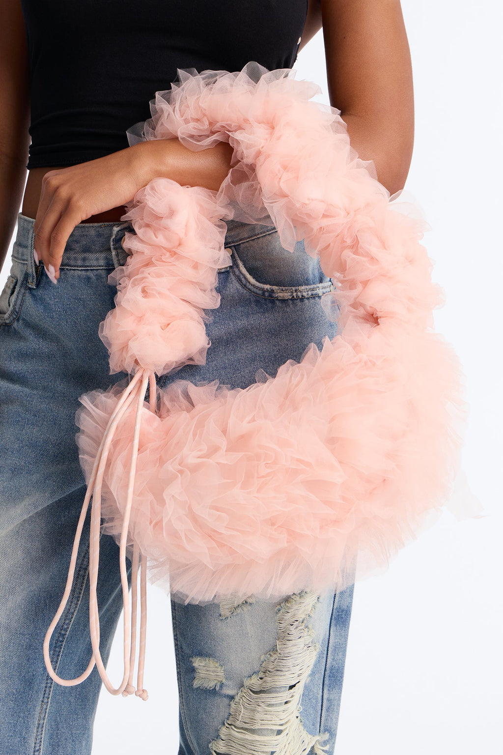 On Cloud Nine Ruffle Shoulder Handbag - Blush