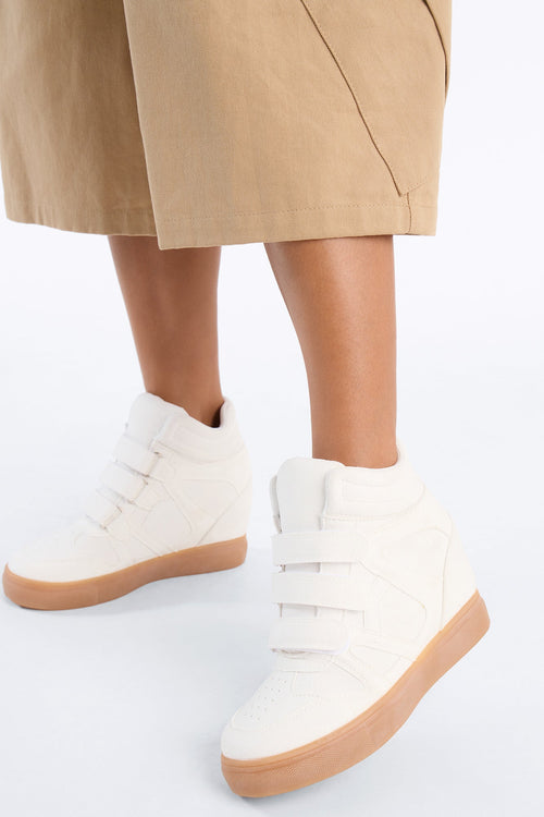Cardio Suede Wedge Sneakers - White