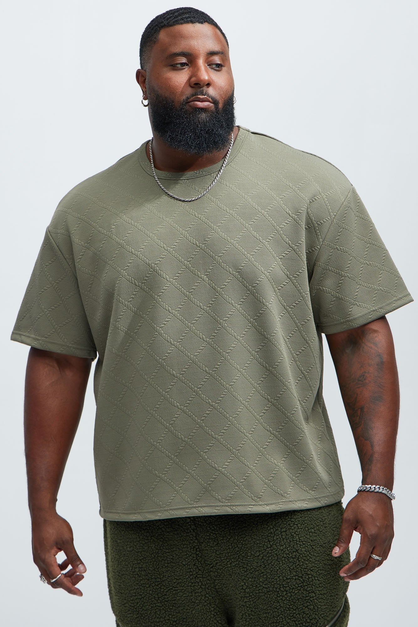 Lingo Textured Relaxed Tee - Olive