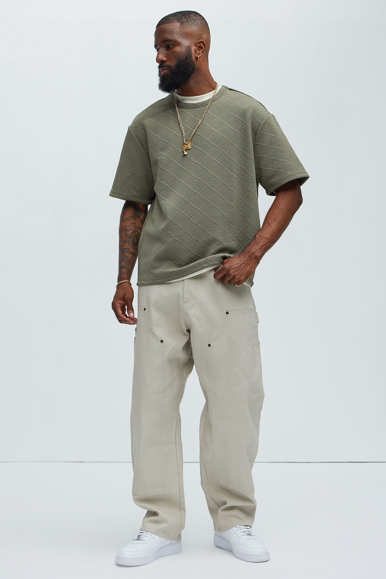 Lingo Textured Relaxed Tee - Olive