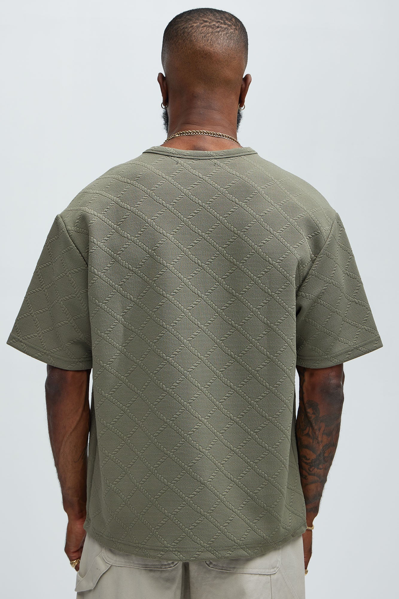 Lingo Textured Relaxed Tee - Olive