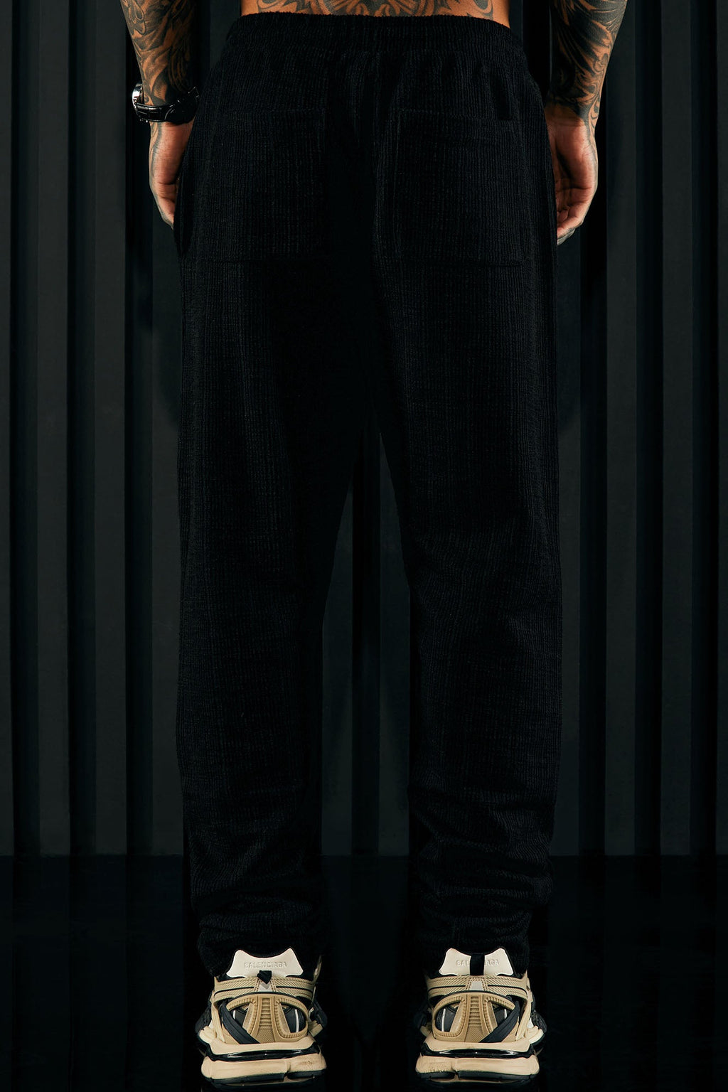 Dean Textured Slim Pants - Black
