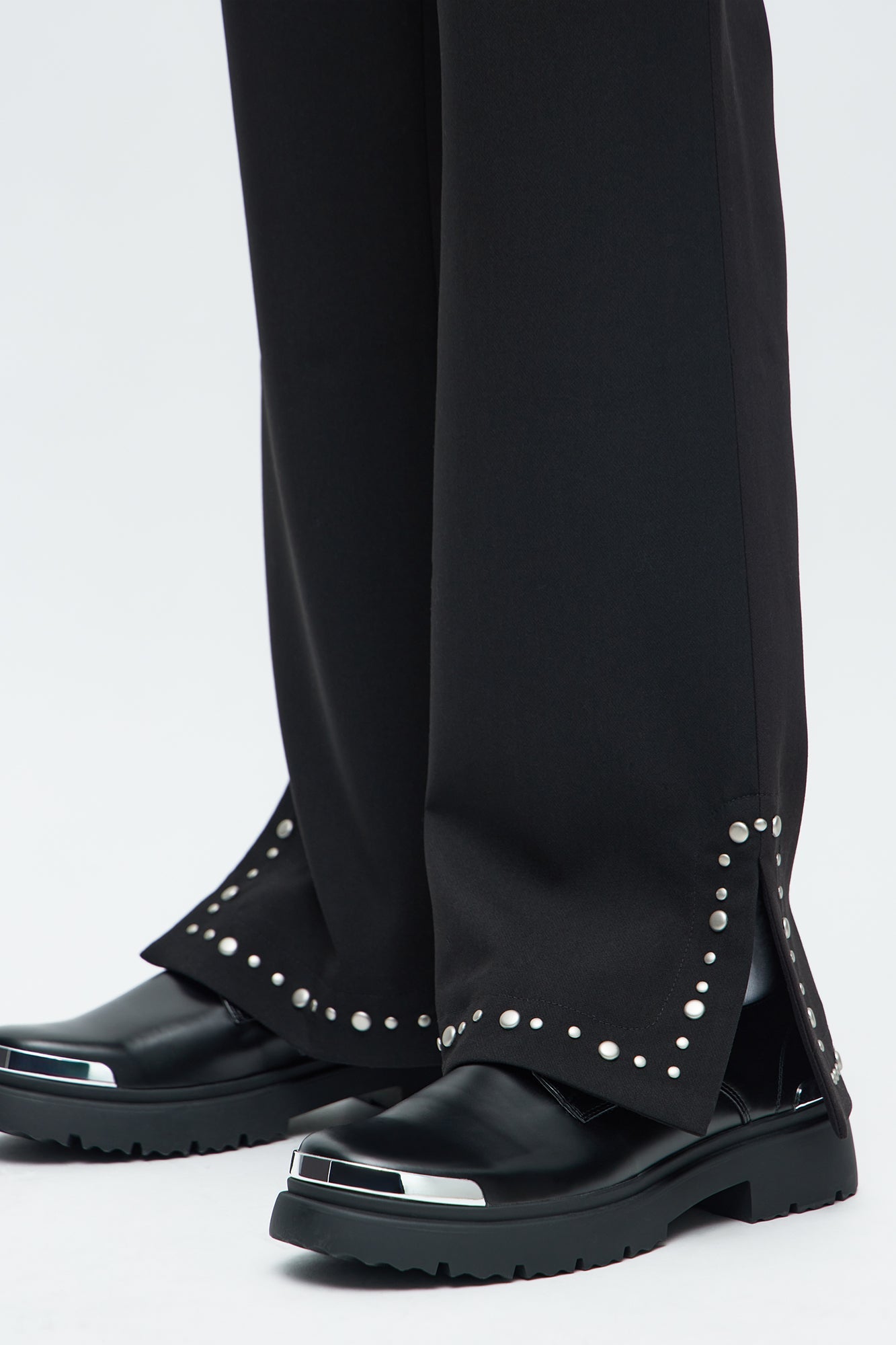 Stacked Slim Flare Studded New Age Rebel Pant - Black