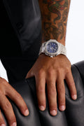 Show Face Iced Watch - Silver/Blue