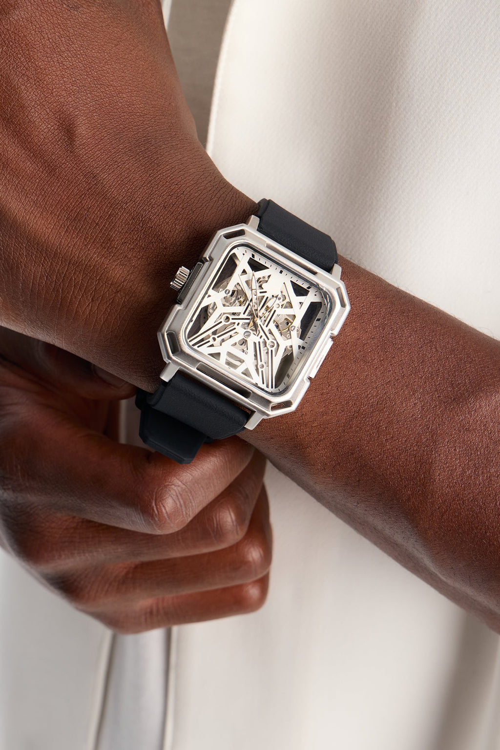 Forget Time Transparent Dial Watch - Silver/Black