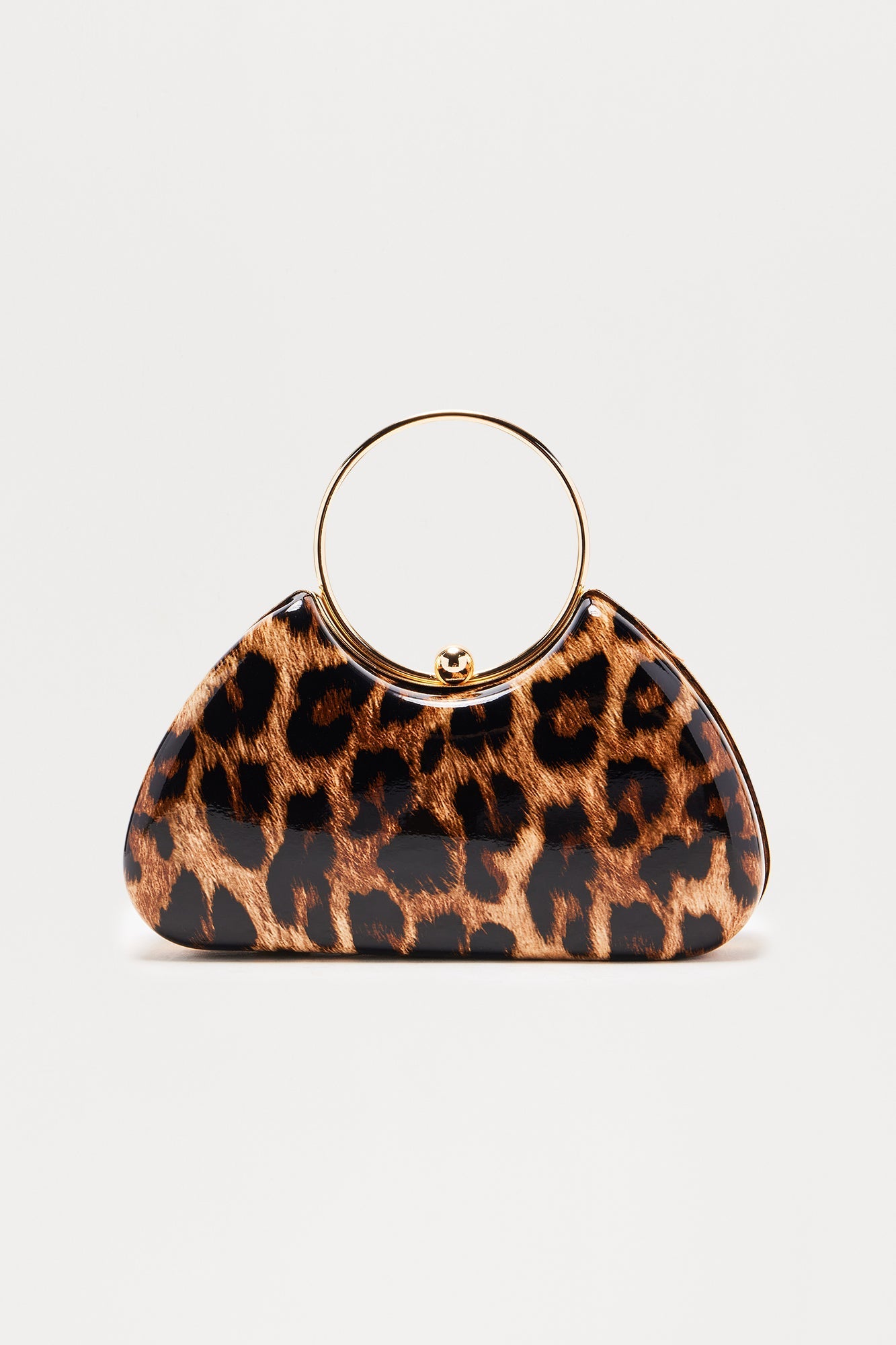 Hard Card Gold Clutch - Leopard