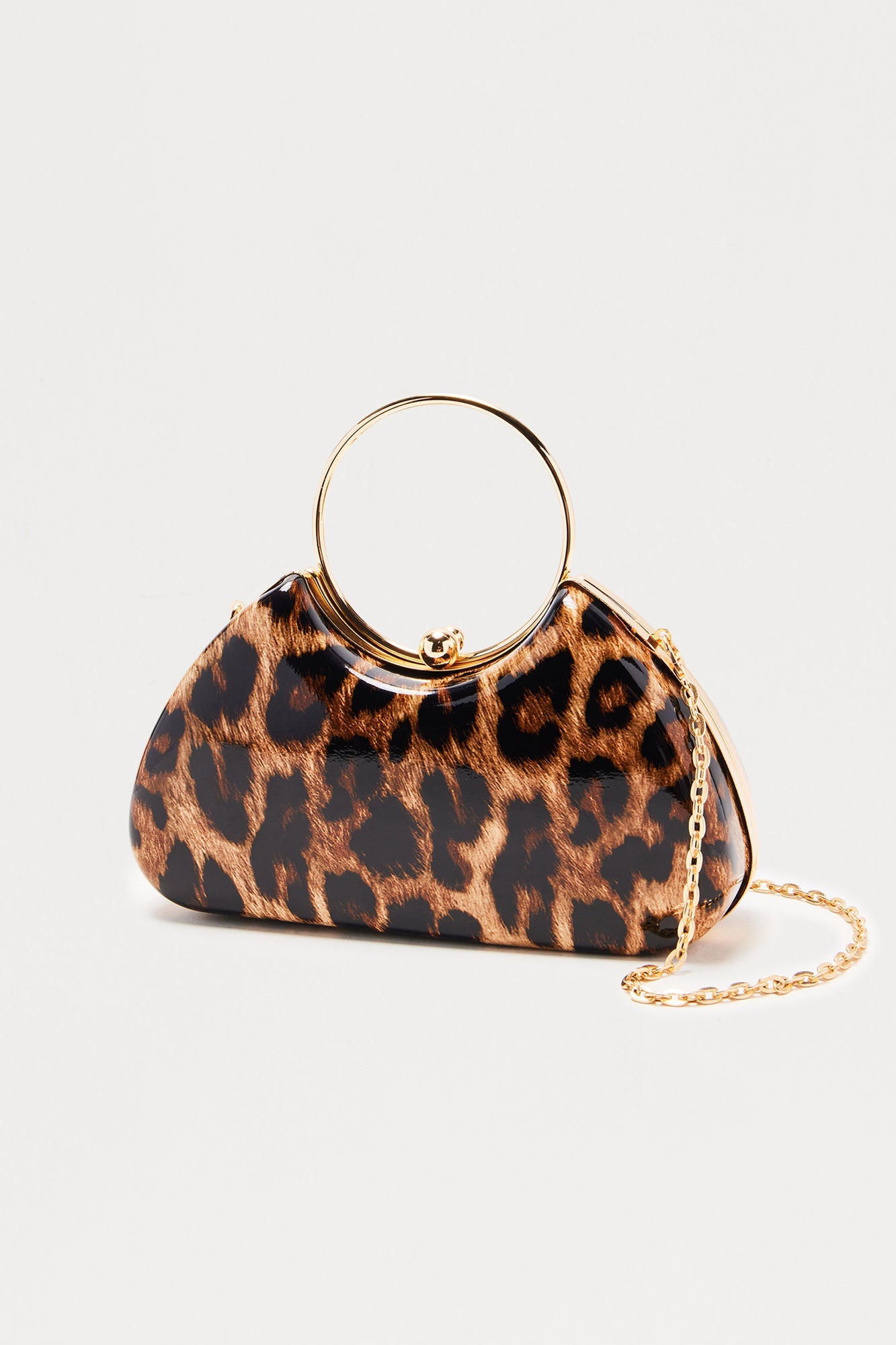 Hard Card Gold Clutch - Leopard