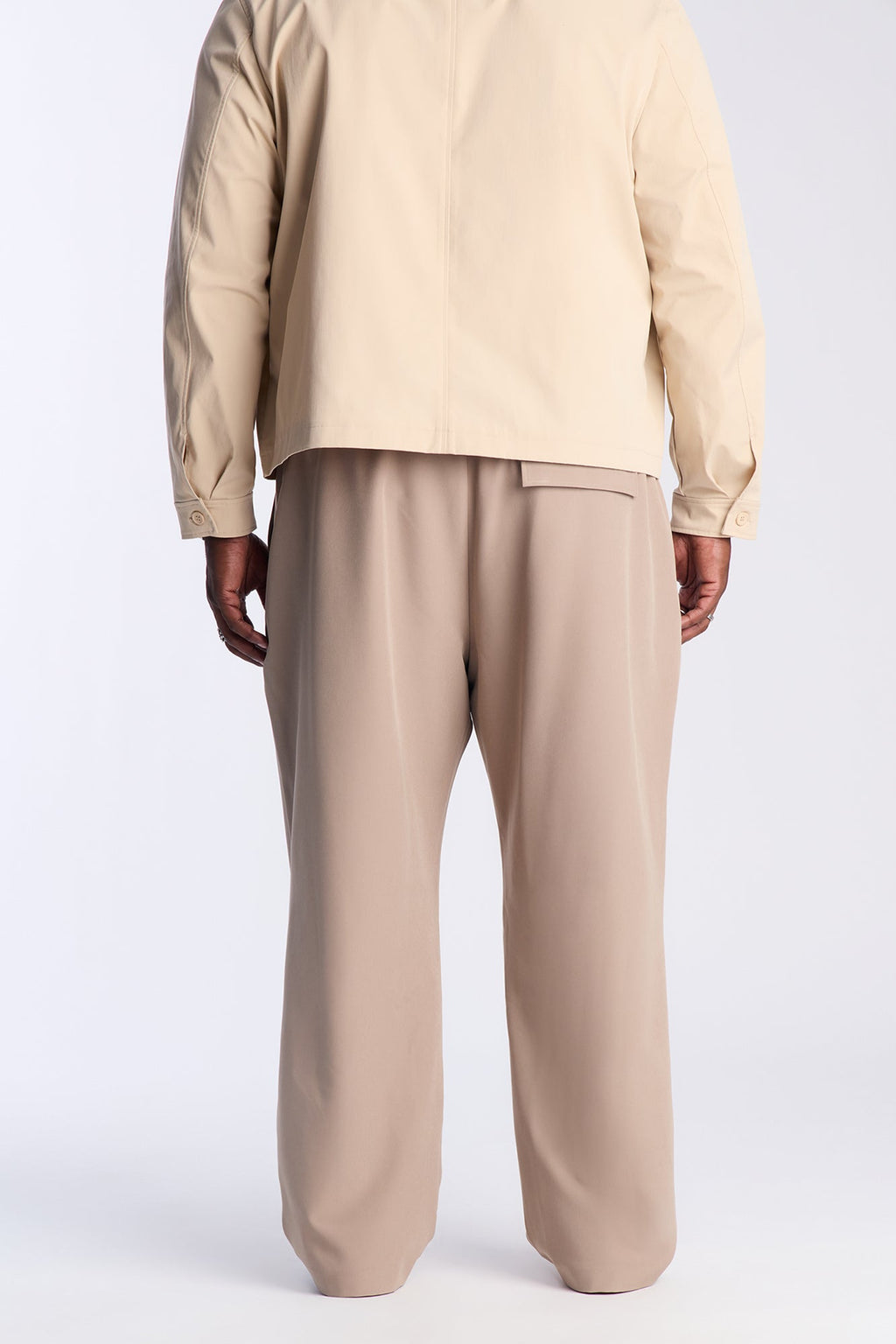 Straight Riven Elastic Waist Tech Pant - Taupe