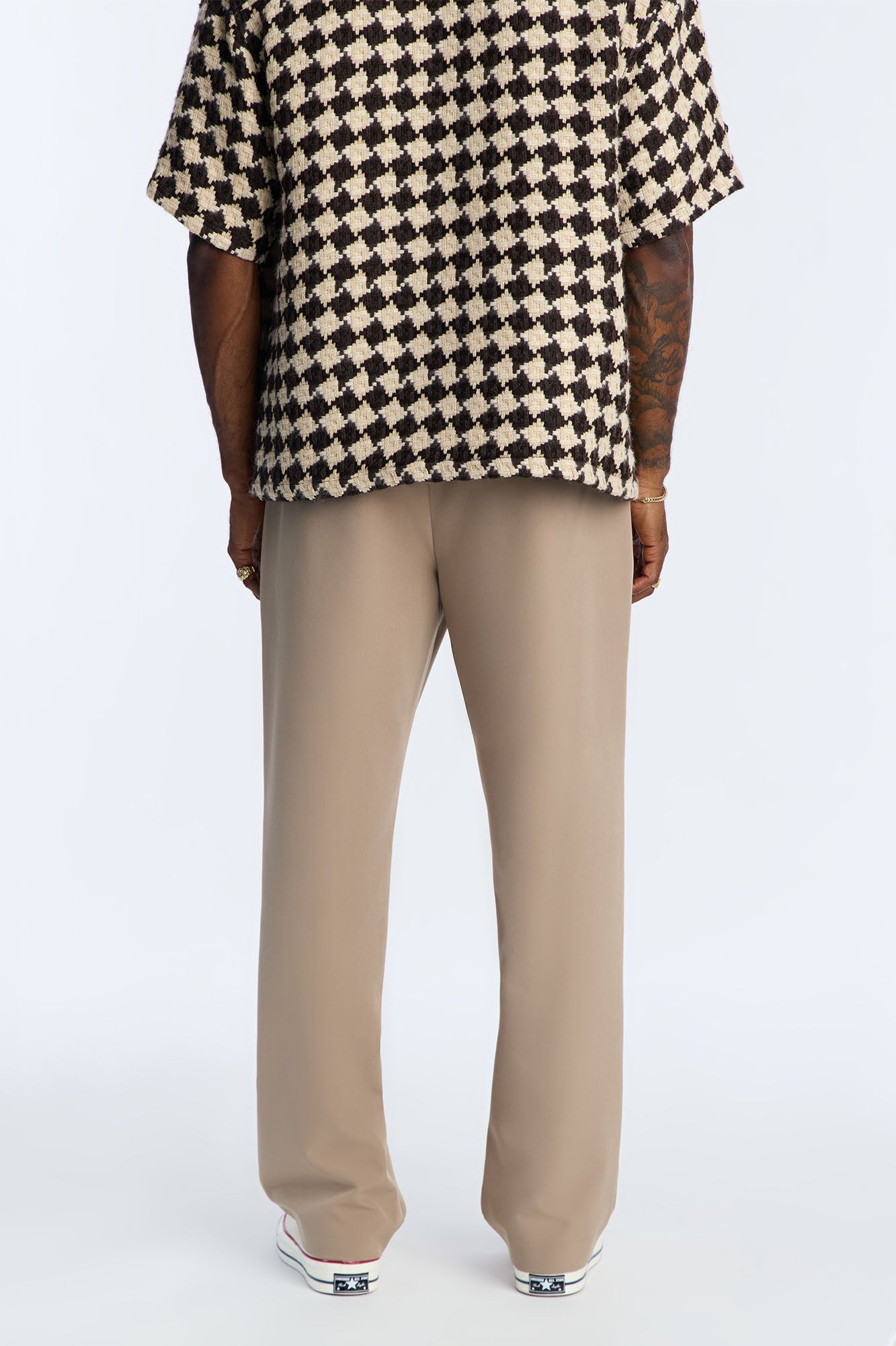 Straight Riven Elastic Waist Tech Pant - Taupe