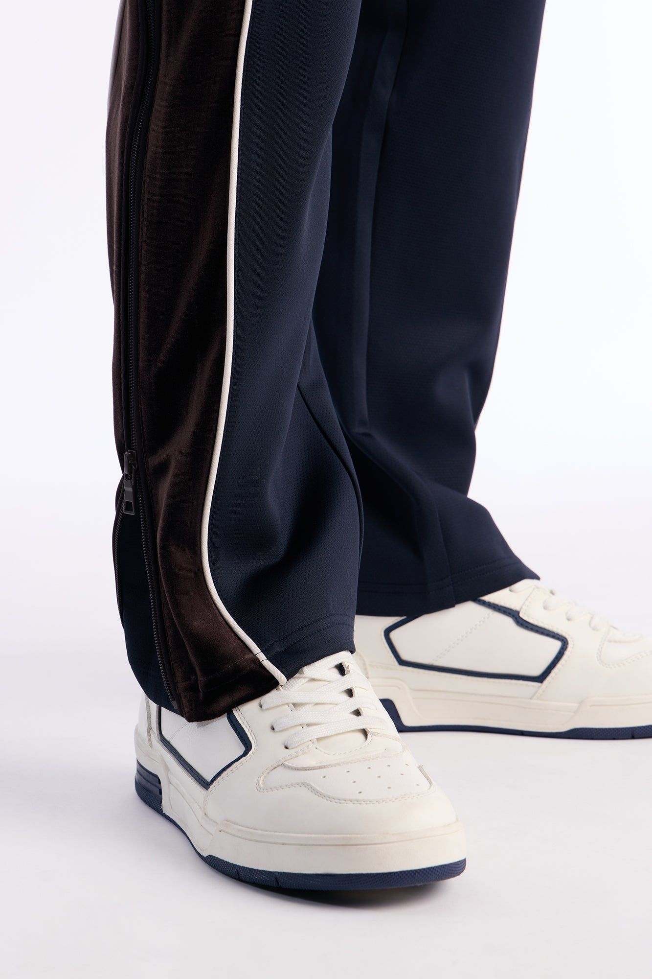 Slim Lexington Velour Side Track Pant - Navy