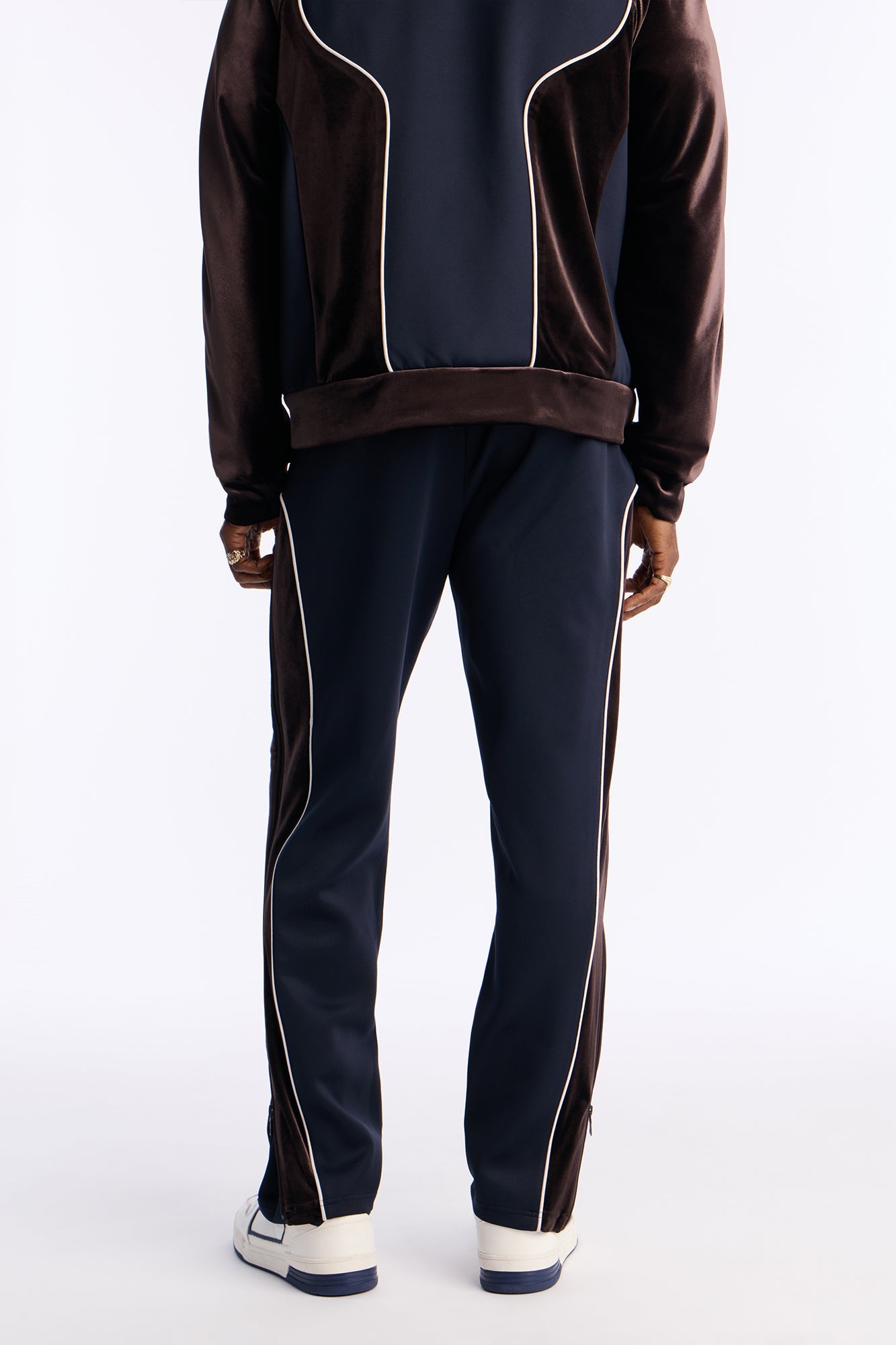 Slim Lexington Velour Side Track Pant - Navy