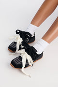 Aria Double Lace Up Sneakers - Black