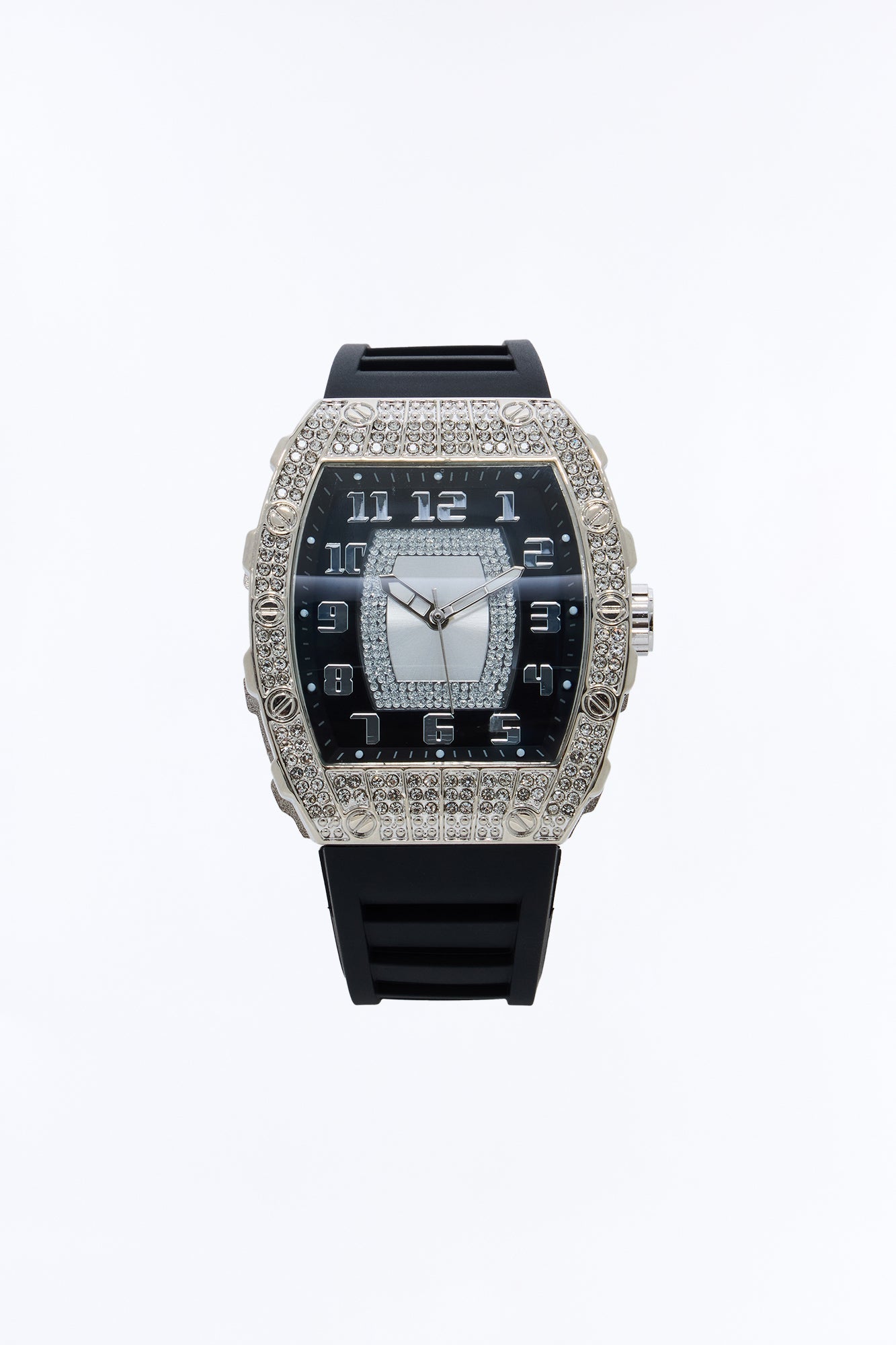 Night After Night Iced Watch - Silver/Black